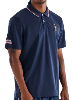 Malbon Shirts|Eagle Buckets Performance Pique Polo - Navy