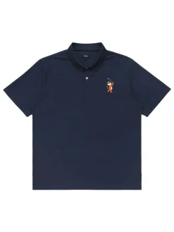 Malbon Shirts|Evergreen Tiger Buckets Performance Pique Polo - Navy