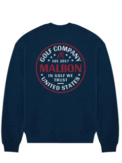 Malbon Jumpers|In Golf We Trust Sweatshirt - Navy