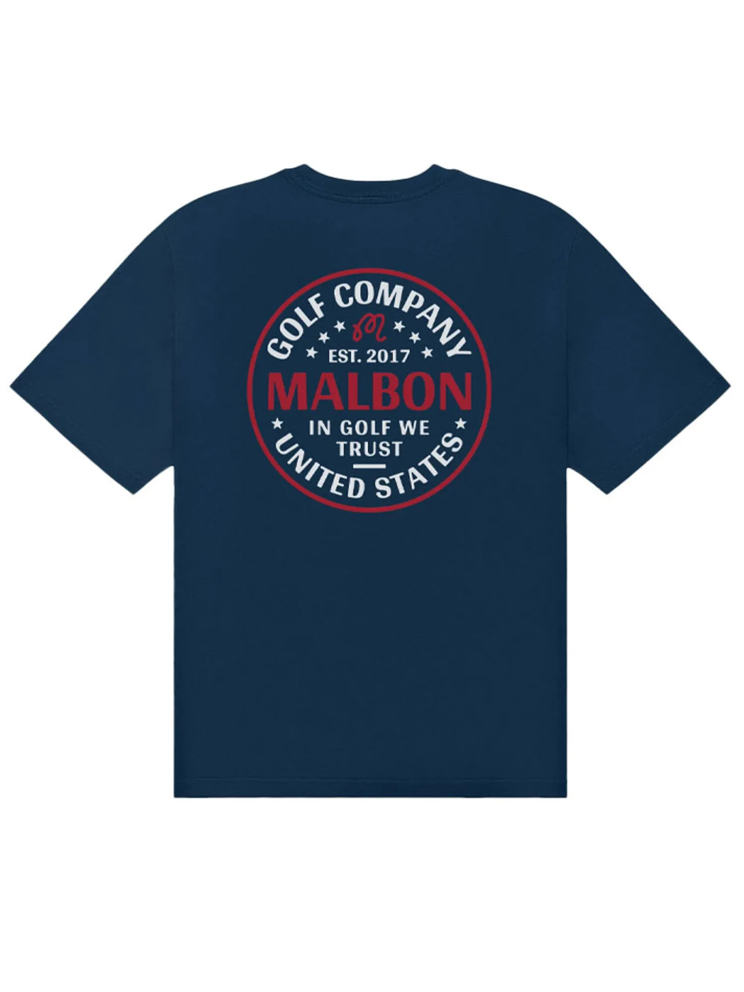 Malbon Shirts|In Golf We Trust Short Sleeve Tee - Navy