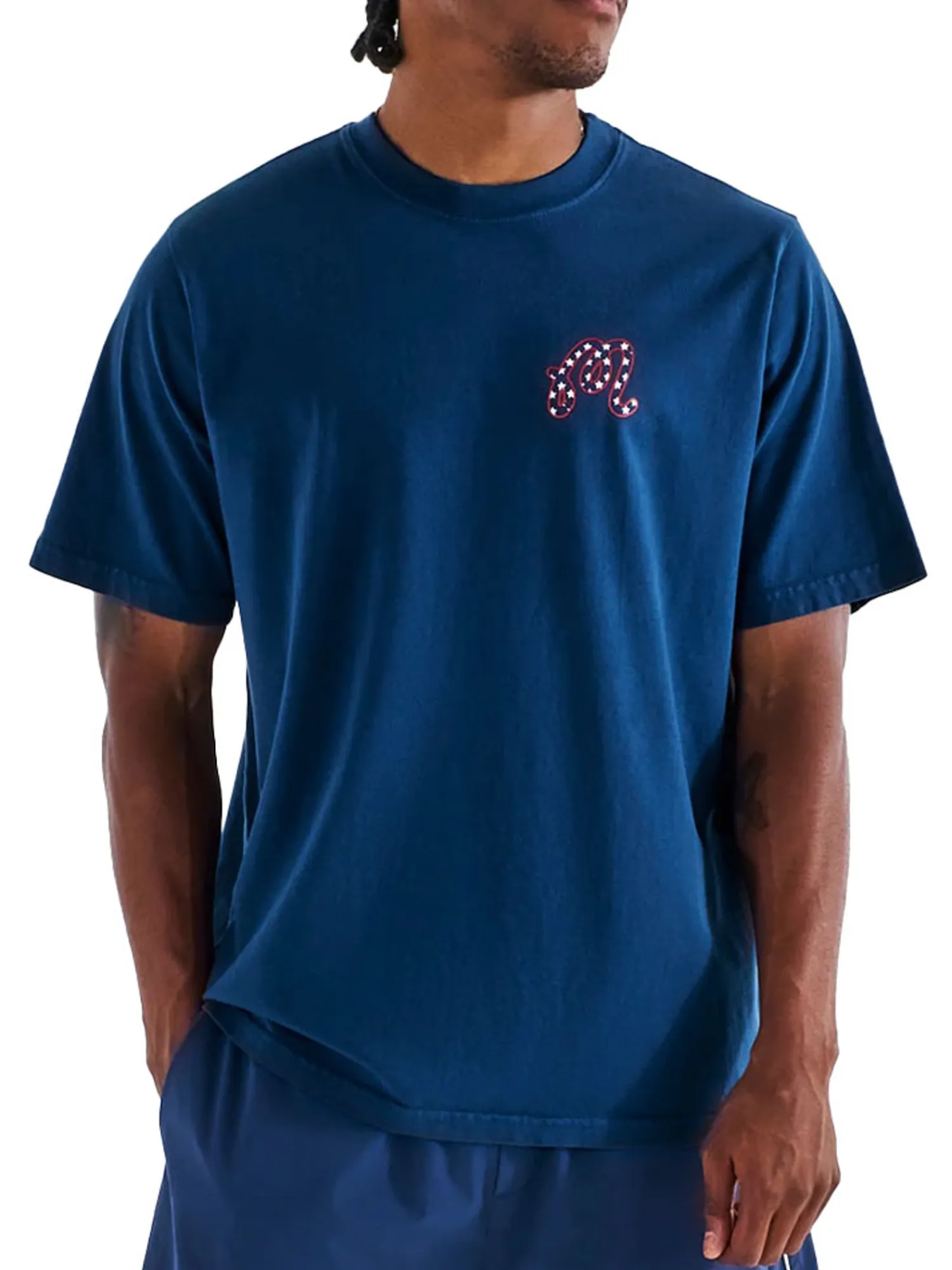 Malbon Shirts|In Golf We Trust Short Sleeve Tee - Navy
