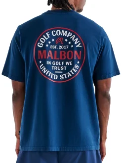 Malbon Shirts|In Golf We Trust Short Sleeve Tee - Navy