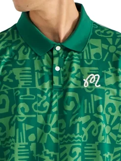 Malbon Shirts|Mezzo Performance Pique Printed Polo - Kelly Green