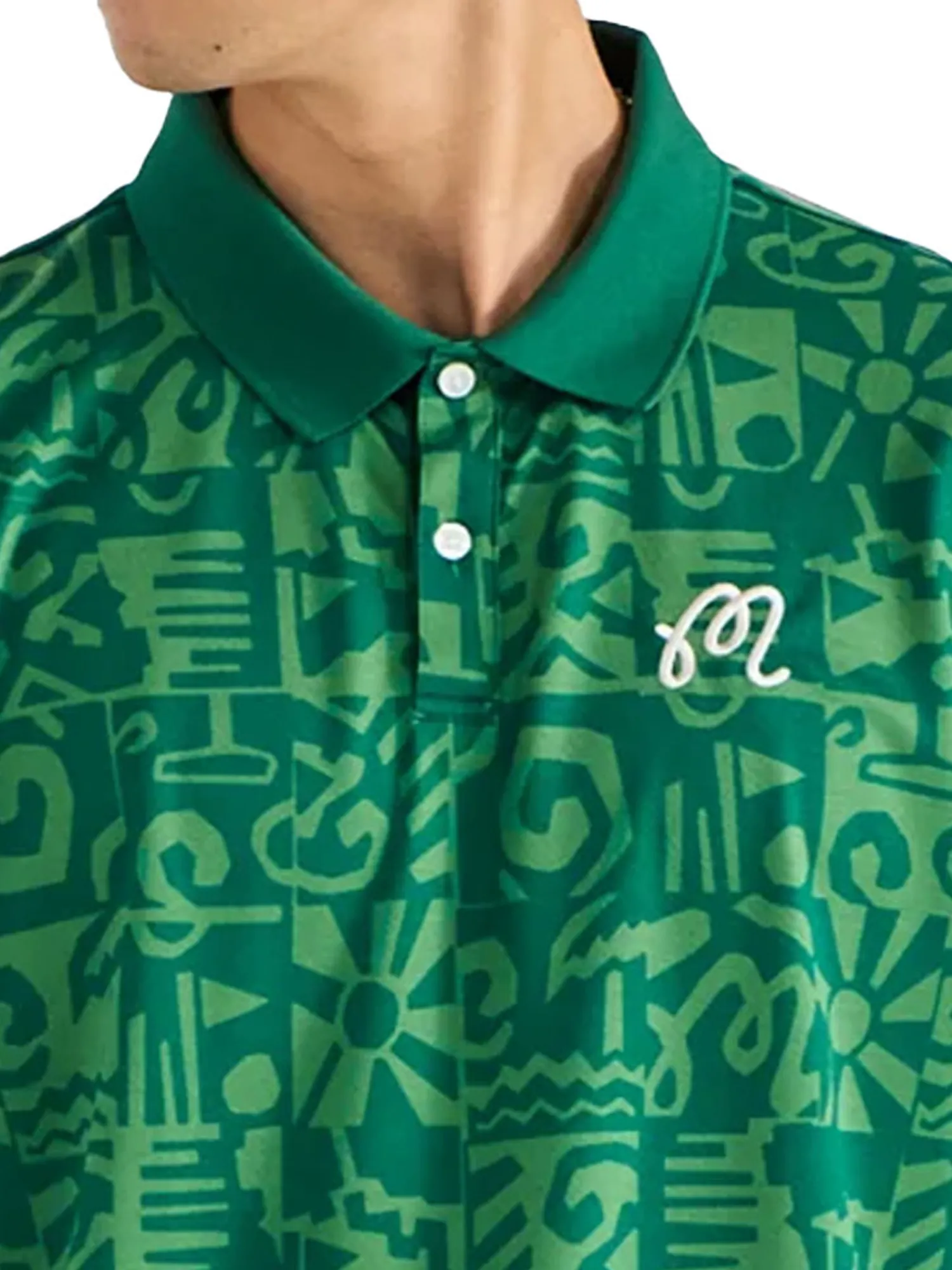 Malbon Shirts|Mezzo Performance Pique Printed Polo - Kelly Green