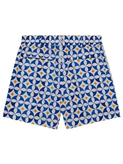 Malbon Shorts|Riviera Scooter Short - White/Blue/Gold
