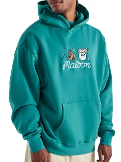Malbon Jumpers|Two Man Scramble Hoodie - Blue Green