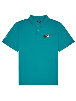 Malbon Shirts|Two Man Scramble Pique Polo - Blue Green