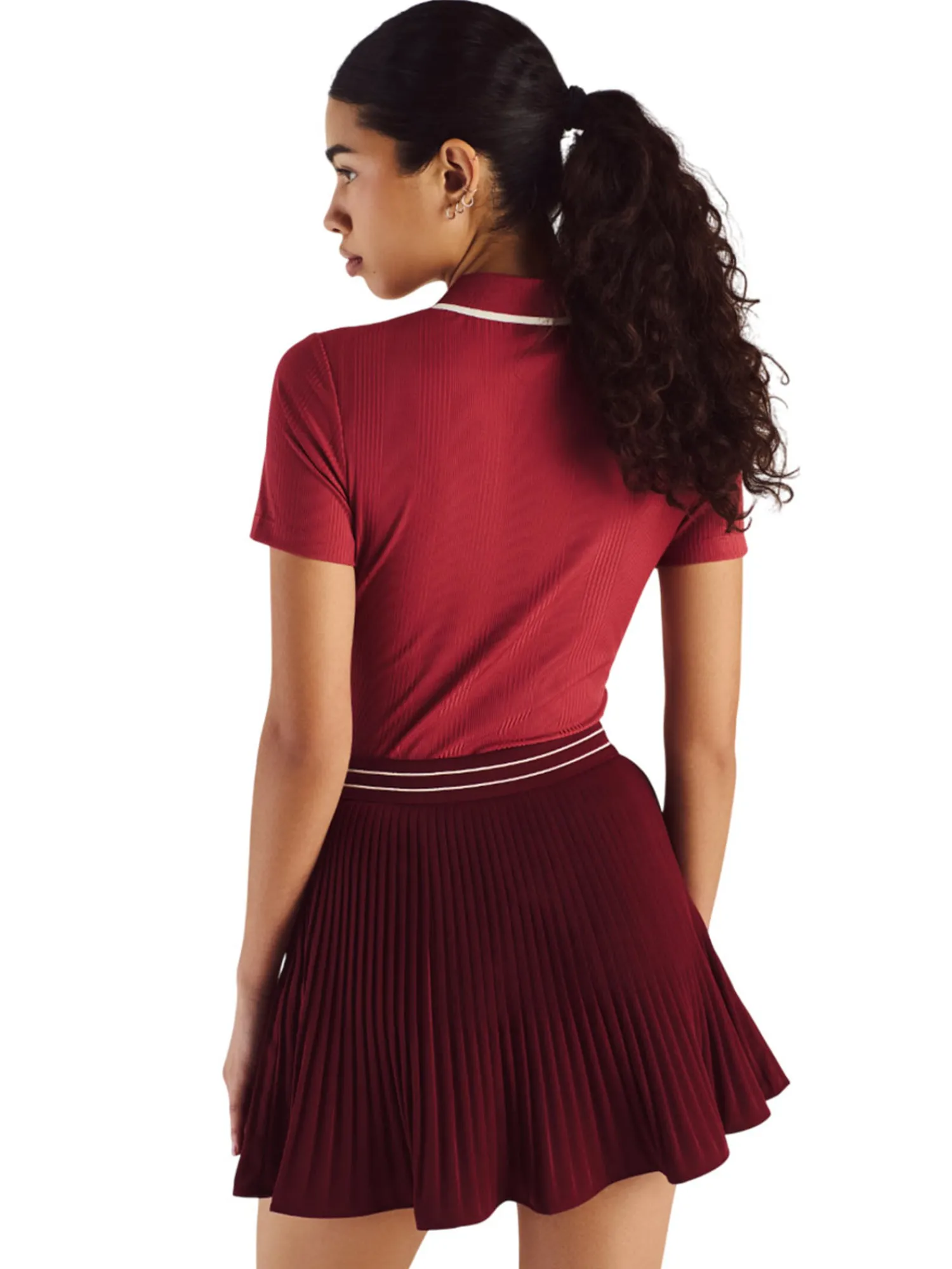 Malbon Shirts|Womens Camilla Quarter Zip Polo - Garnet