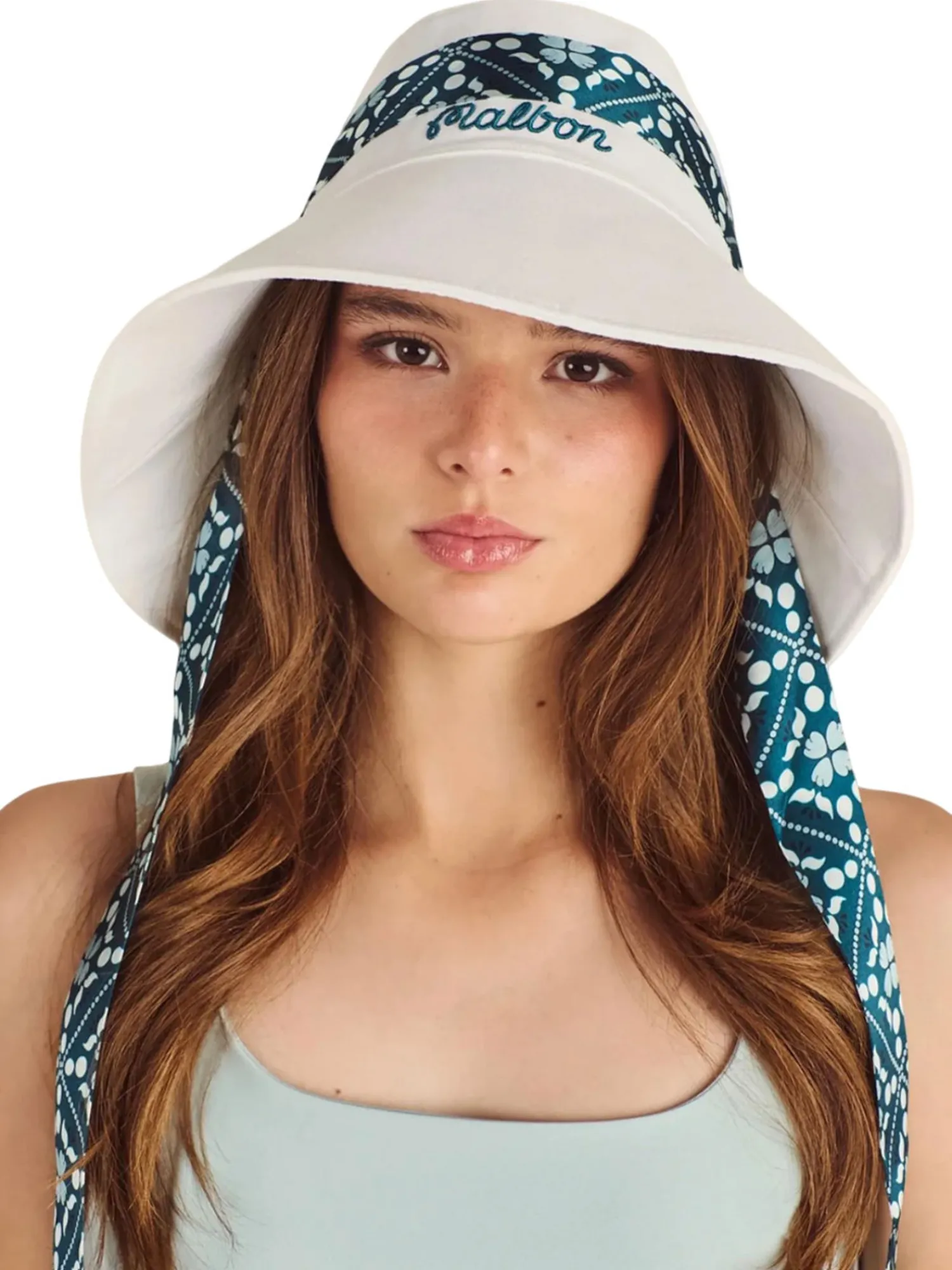 Malbon Hats|Womens Gia Open Top Bucket Hat - White