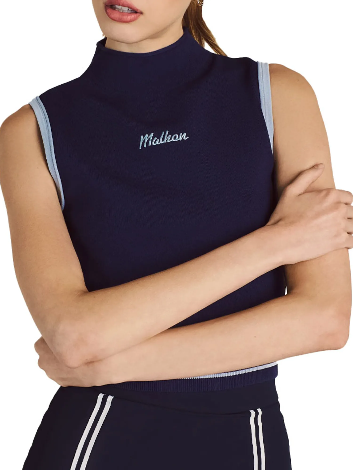 Malbon Vests|Womens Kara Mock Neck Vest - Navy
