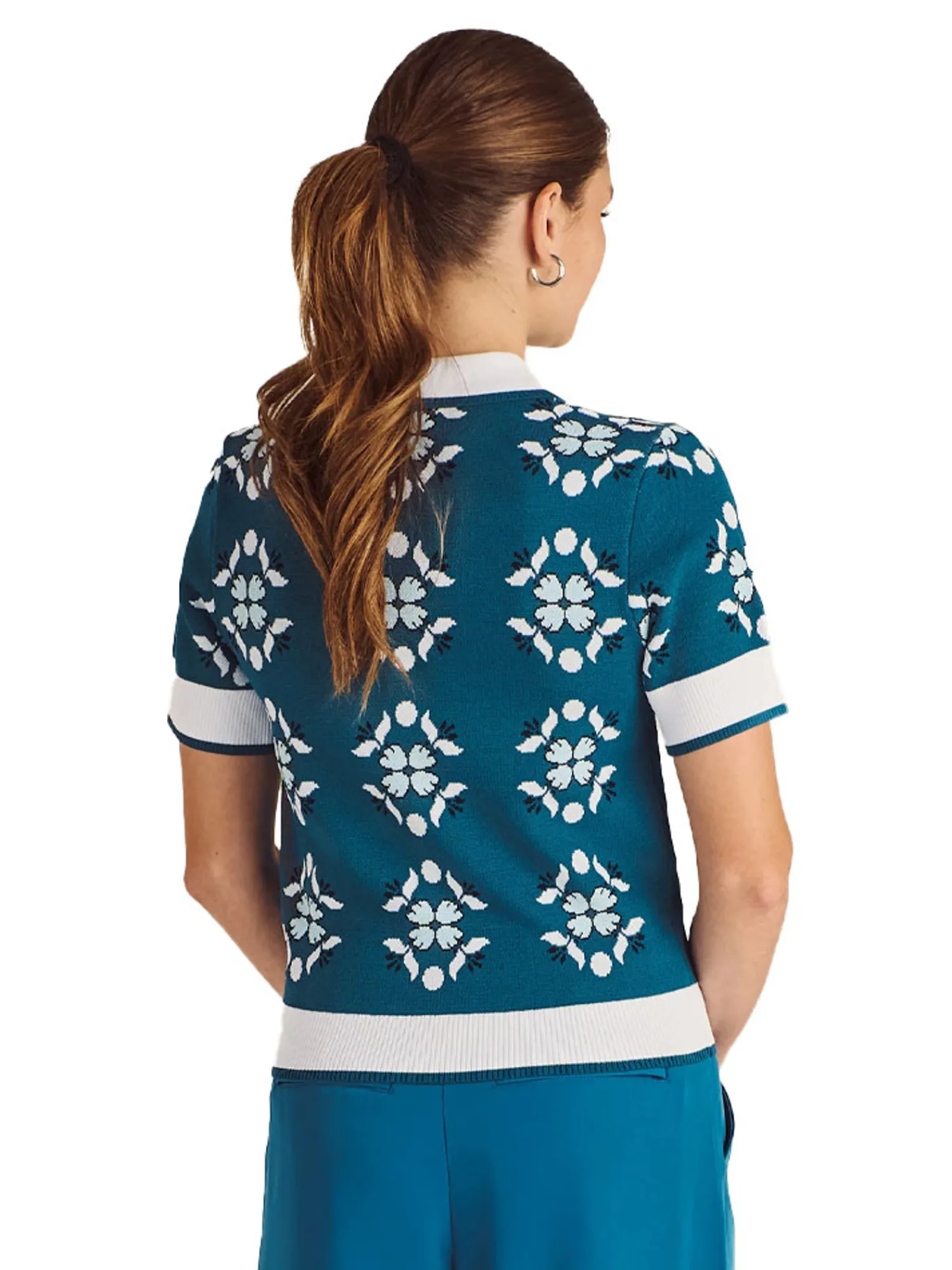 Malbon Shirts|Womens Lucia Quarter Zip Polo - Ocean Multi