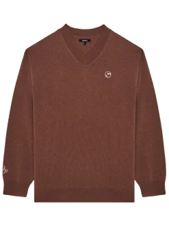 Malbon Jumpers|x Jesper Parnevik V-Neck Merino Wool Sweater - Chocolate