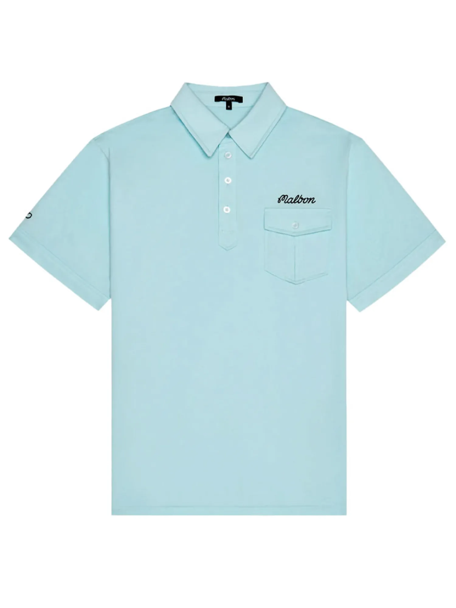 Malbon Shirts|x Jesper Parnevik Single Pocket Mercerized Cotton Jersey Polo - Aqua Blue