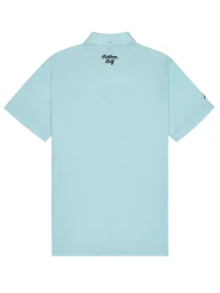 Malbon Shirts|x Jesper Parnevik Single Pocket Mercerized Cotton Jersey Polo - Aqua Blue