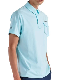 Malbon Shirts|x Jesper Parnevik Single Pocket Mercerized Cotton Jersey Polo - Aqua Blue