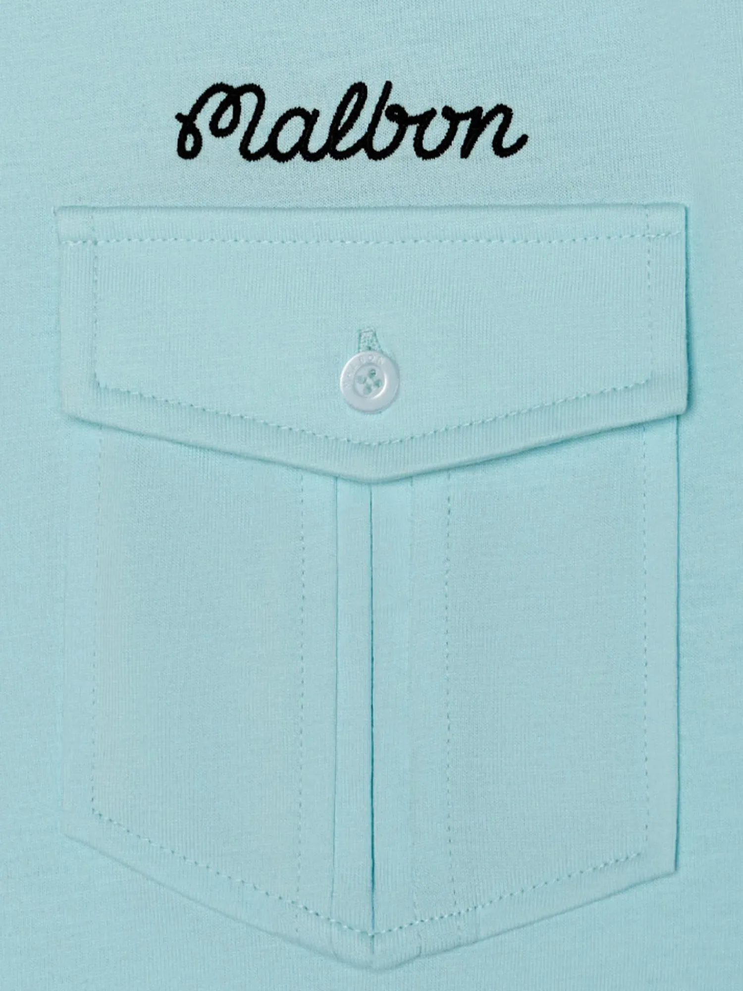 Malbon Shirts|x Jesper Parnevik Single Pocket Mercerized Cotton Jersey Polo - Aqua Blue