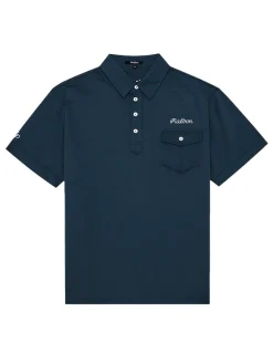 Malbon Shirts|x Jesper Parnevik Single Pocket Mercerized Cotton Jersey Polo - Navy