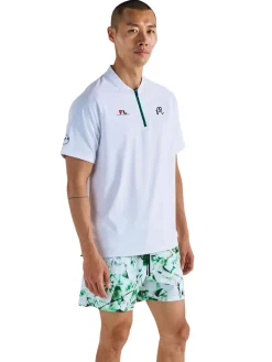 Malbon Shirts|Zip Raglan Blade Polo - White