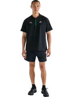 Malbon Shirts|Zip Raglan Blade Polo - Black