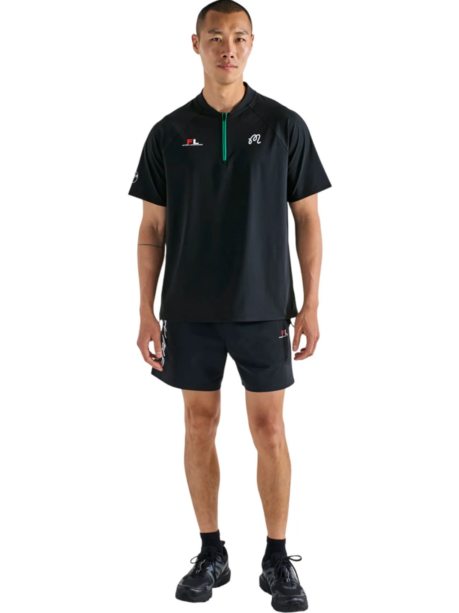 Malbon Shirts|Zip Raglan Blade Polo - Black