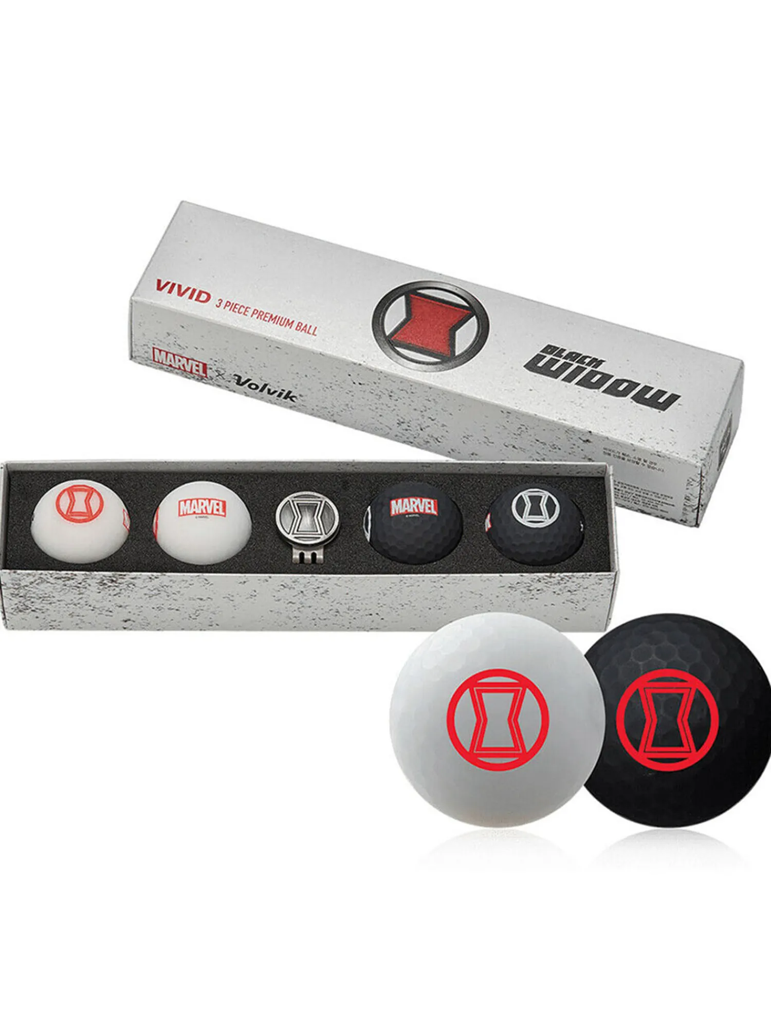 Marvel Novelty Golf Balls|Golf Balls & Marker - 4 Pack Black Widow