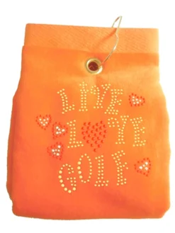 Navika Towels|Bling Live Love Golf Towel Orange