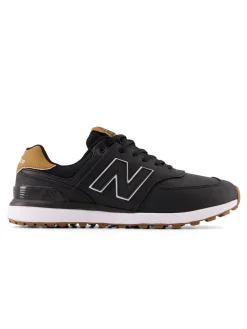 New Balance Mens Golf Shoes|574 Greens v2 Golf Shoes - Black/Gum