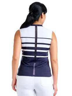 Nivo Shirts|Women's Linnea Sleeveless Livcool Mock - White/Navy