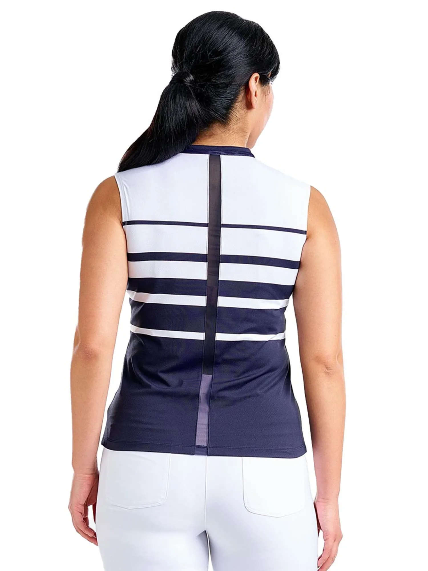 Nivo Shirts|Women's Linnea Sleeveless Livcool Mock - White/Navy