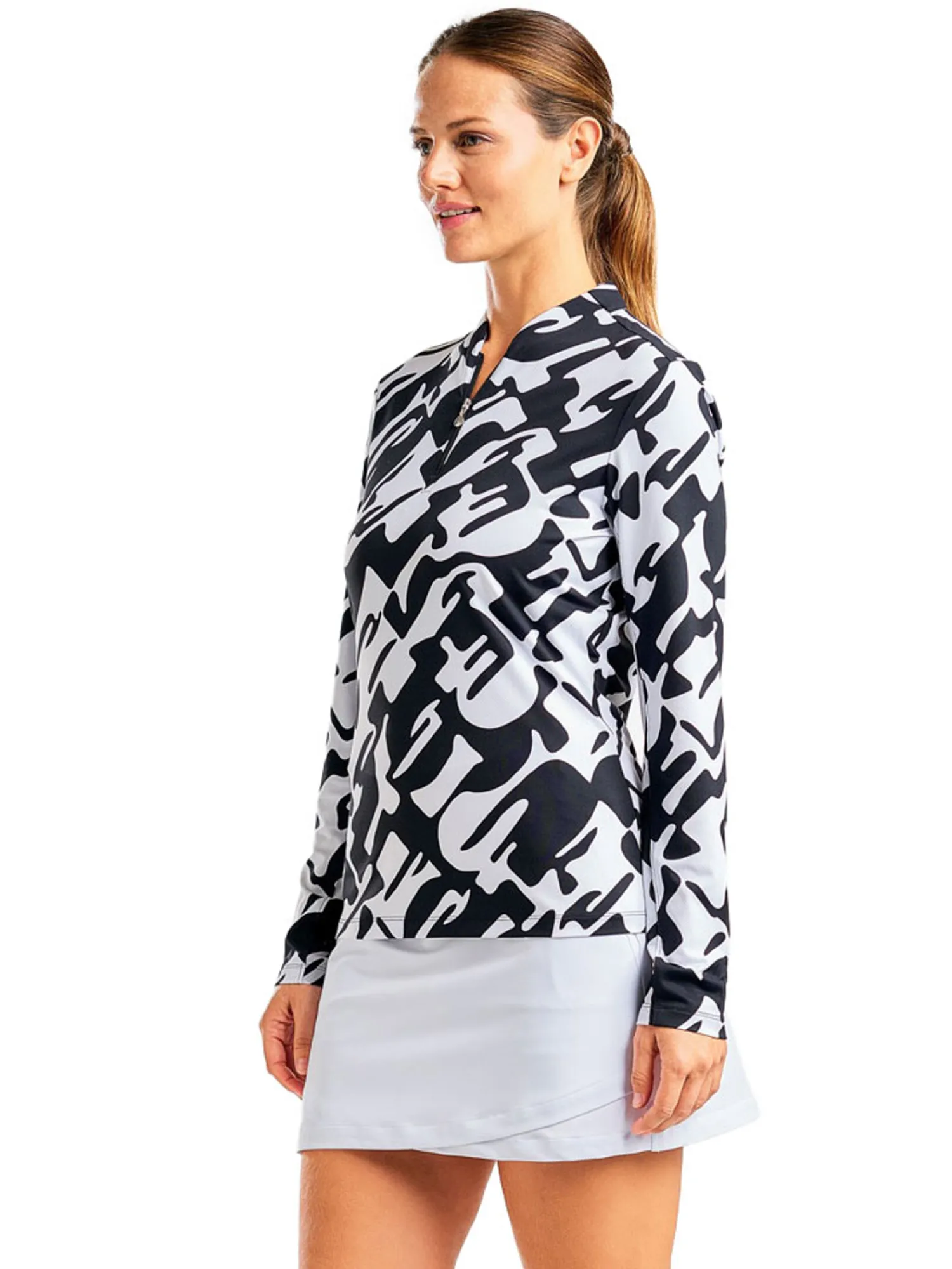 Nivo Shirts|Women's Lolita Long Sleeve Livcool Mock - Black/White