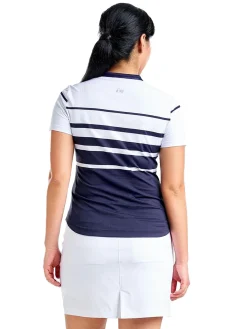 Nivo Shirts|Women's Lynda Short Sleeve Mock - White/Navy