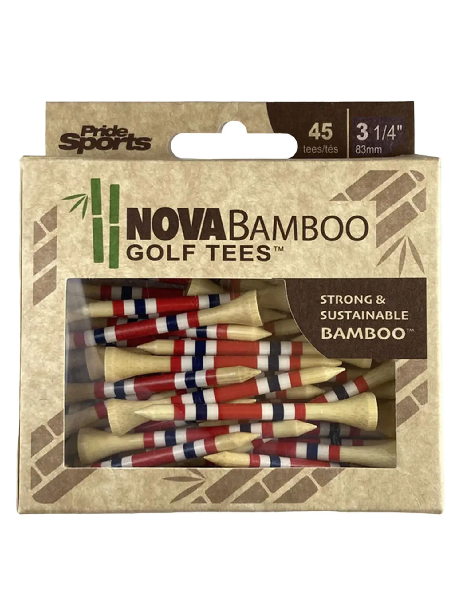 Pride Golf Tee Tees|Nova Bamboo Striped Golf Tees - 3.25"
