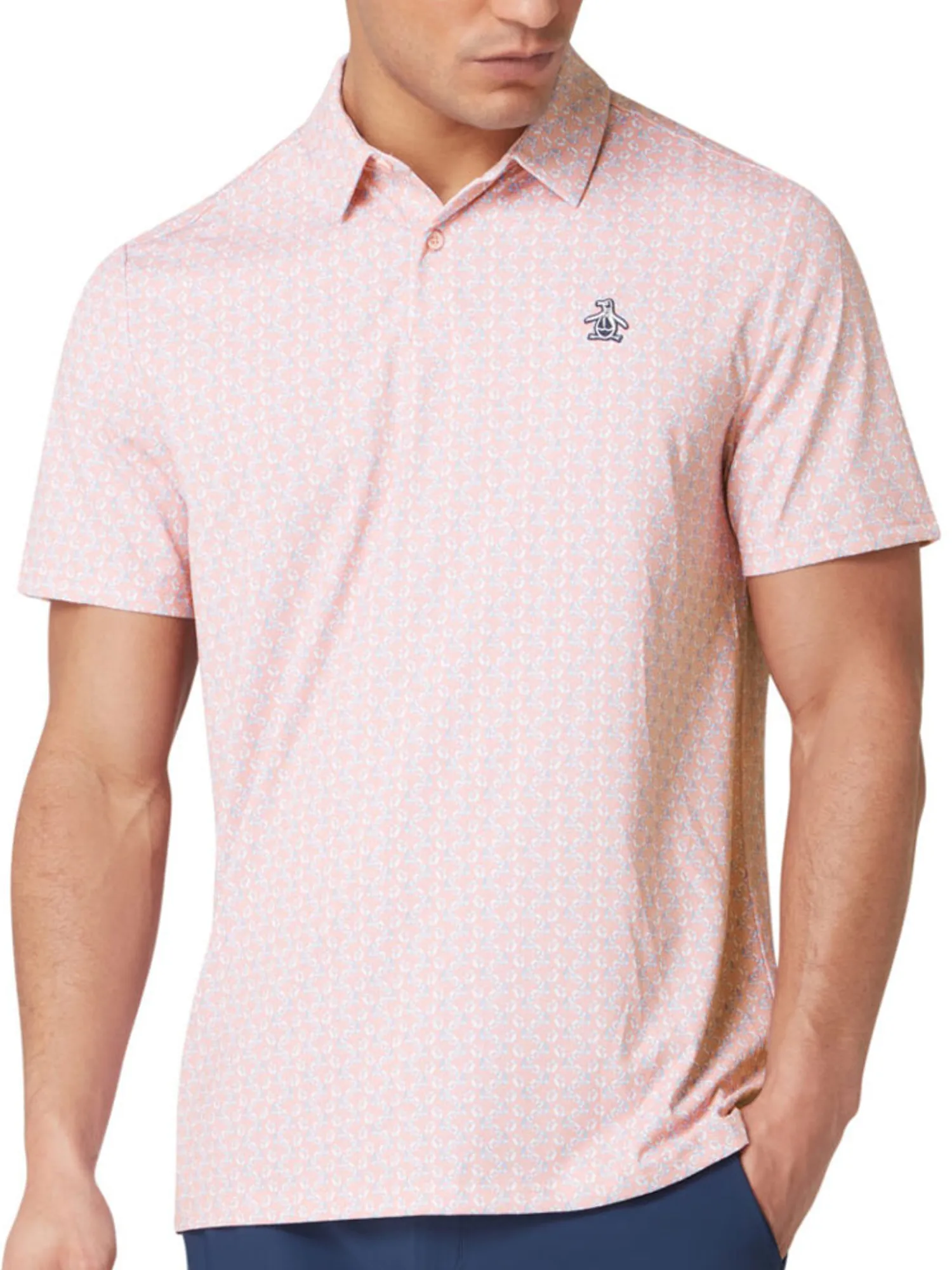 Original Penguin Shirts|All Over Lifesaver Print Polo - Charm Pink