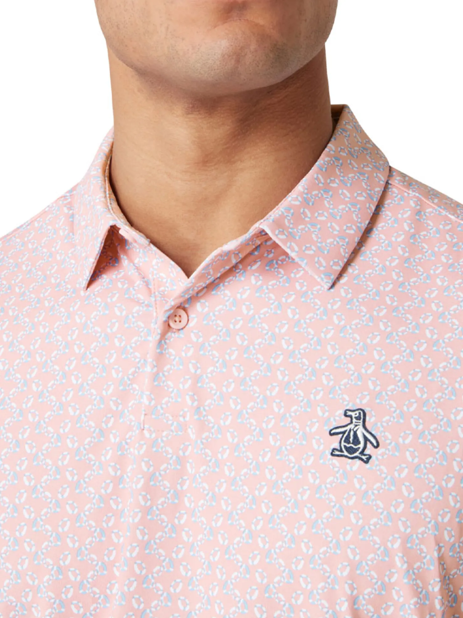 Original Penguin Shirts|All Over Lifesaver Print Polo - Charm Pink