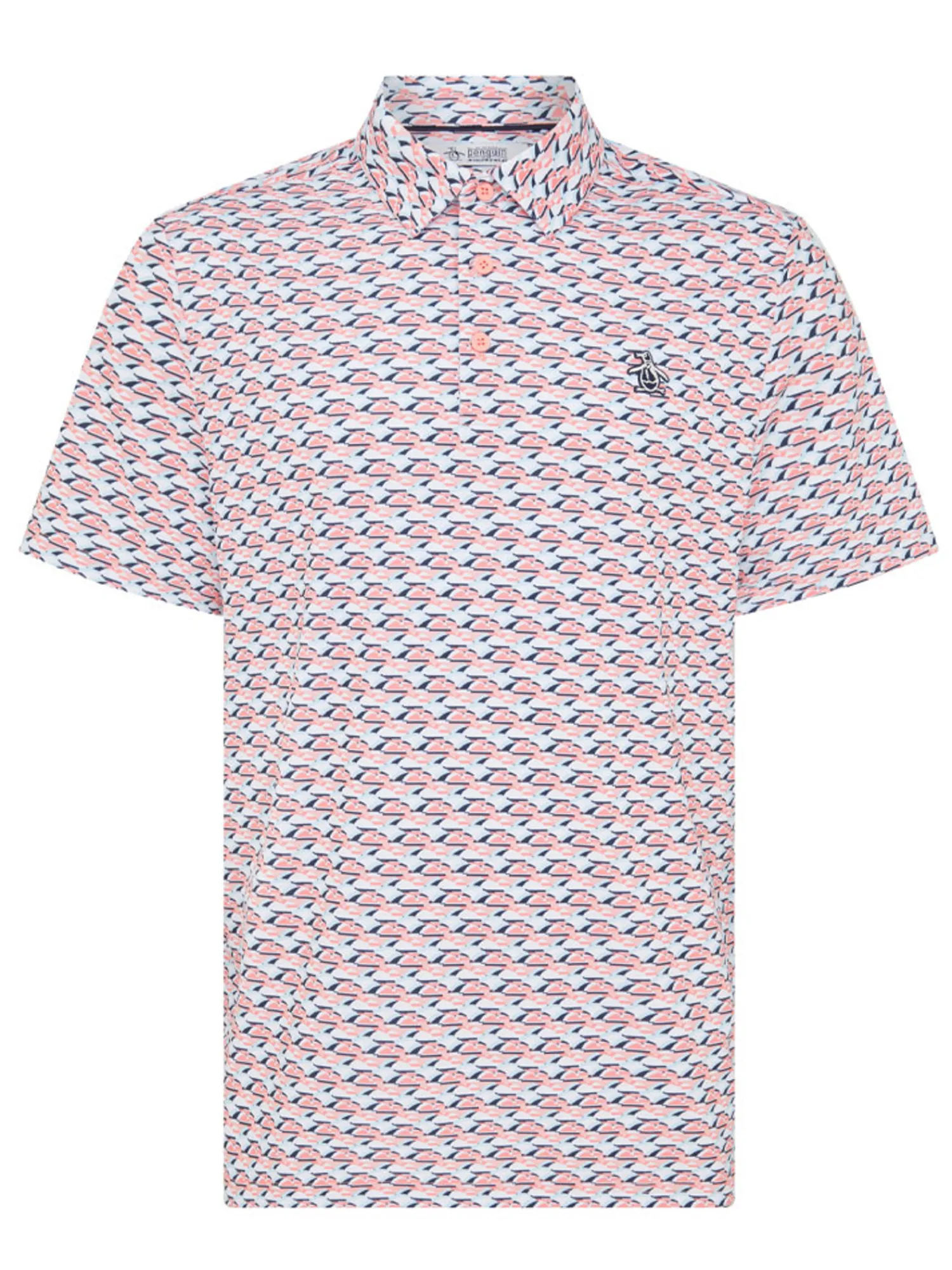 Original Penguin Shirts|Layered Umbrella Print Polo - Murex Shell