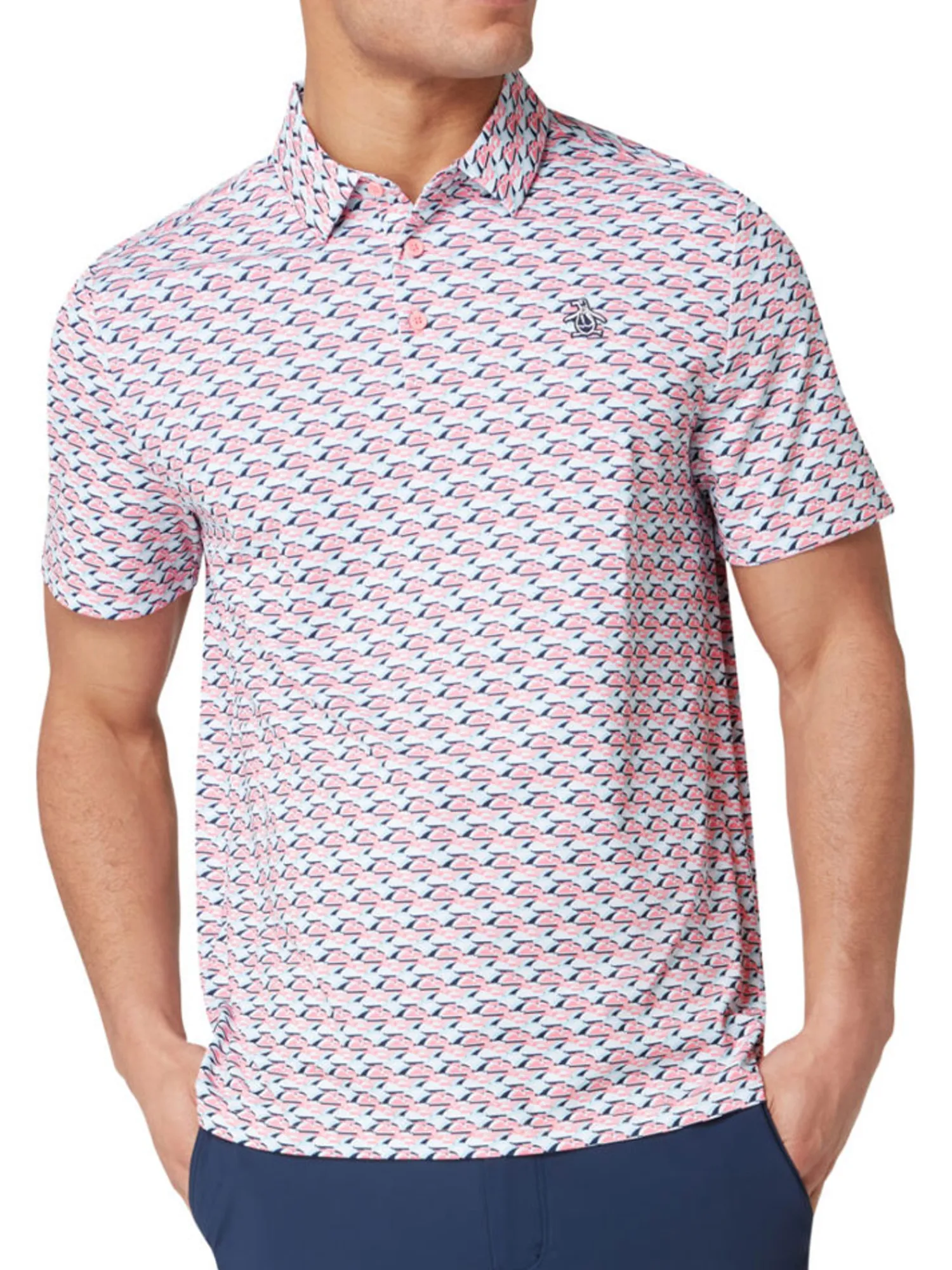 Original Penguin Shirts|Layered Umbrella Print Polo - Murex Shell