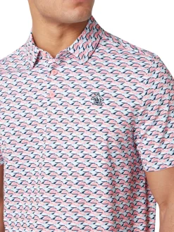 Original Penguin Shirts|Layered Umbrella Print Polo - Murex Shell