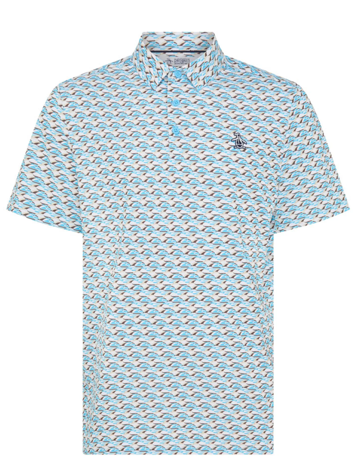 Original Penguin Shirts|Layered Umbrella Print Polo - Blue Grotto