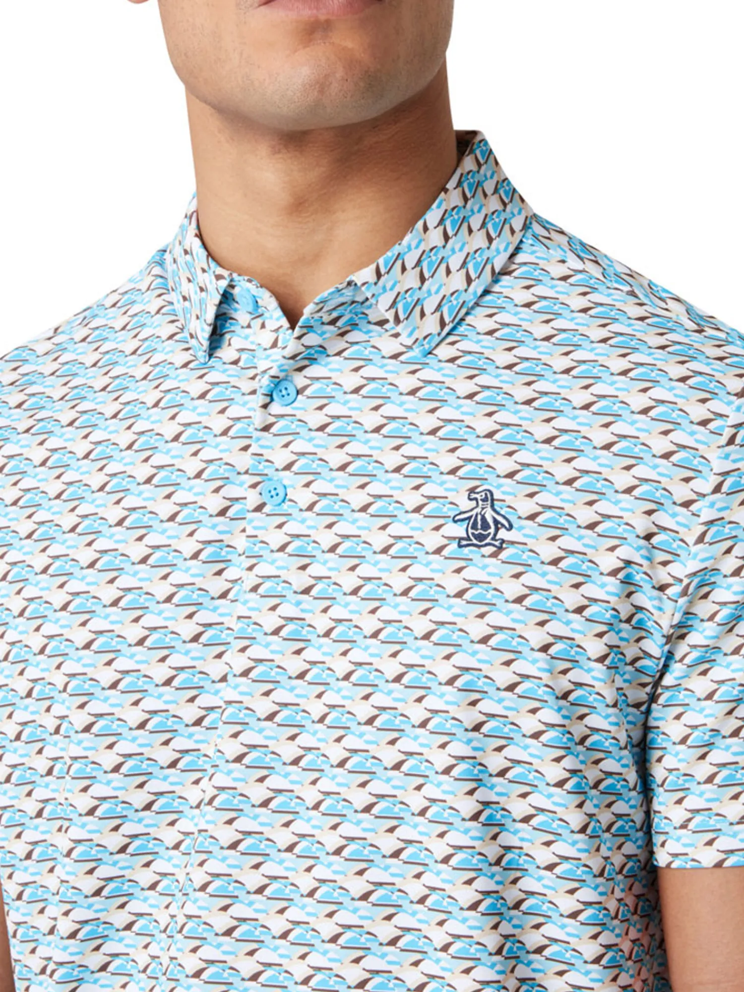 Original Penguin Shirts|Layered Umbrella Print Polo - Blue Grotto
