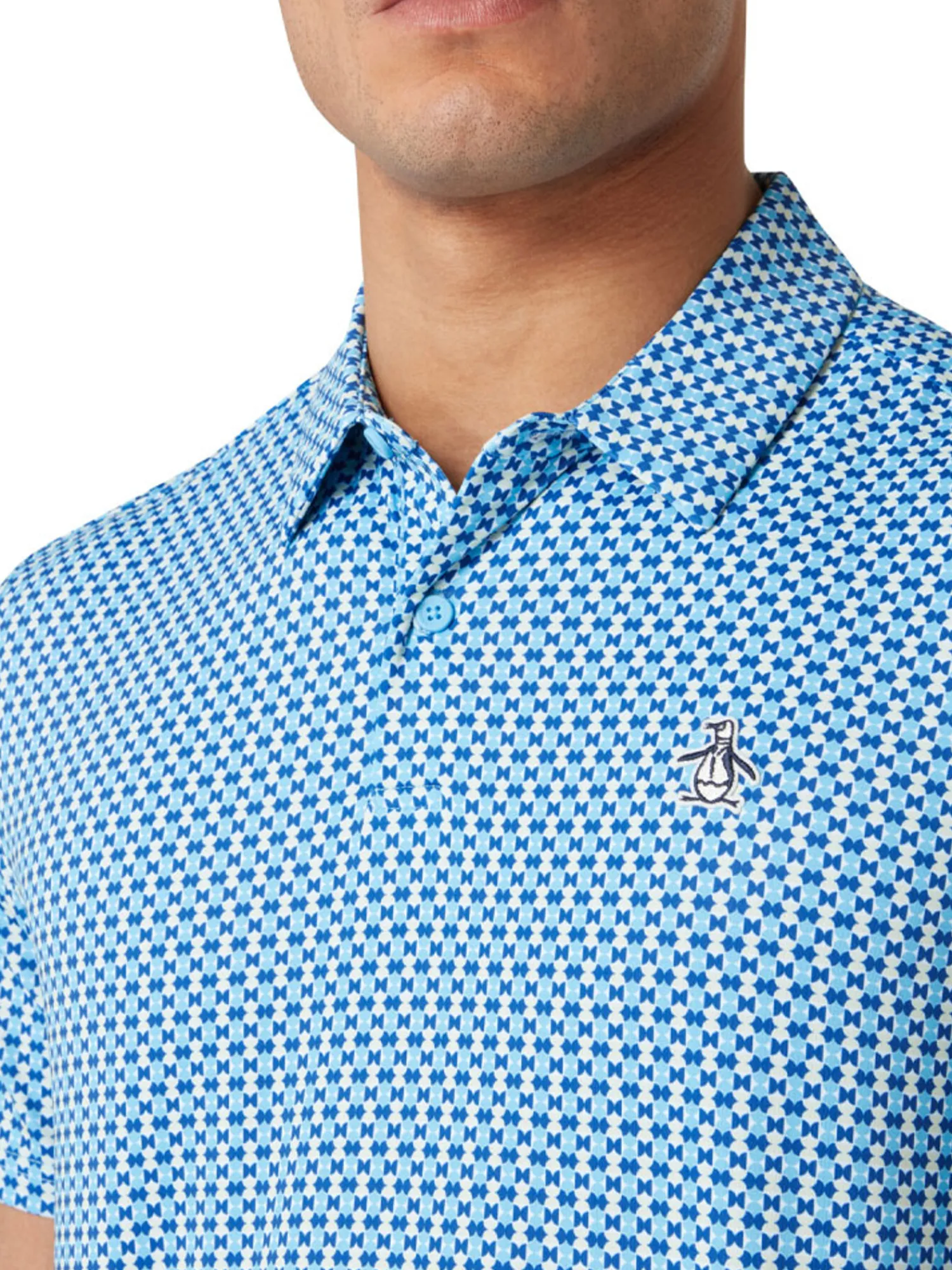 Original Penguin Shirts|Pete's Bowtie Micro Print Polo - Blue Grotto