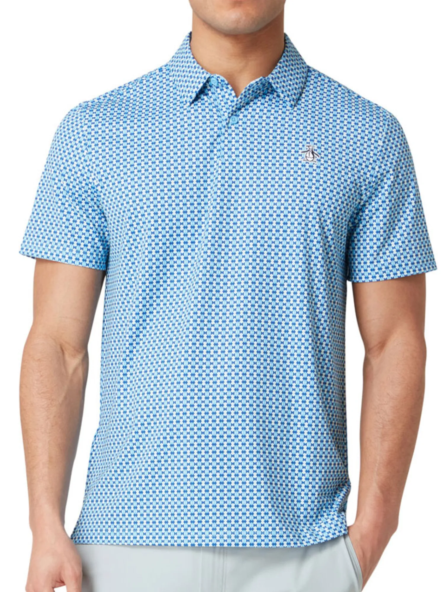 Original Penguin Shirts|Pete's Bowtie Micro Print Polo - Blue Grotto