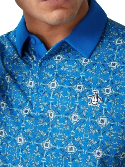 Original Penguin Shirts|Pete's Cocktail Windowpane Polo - French Blue