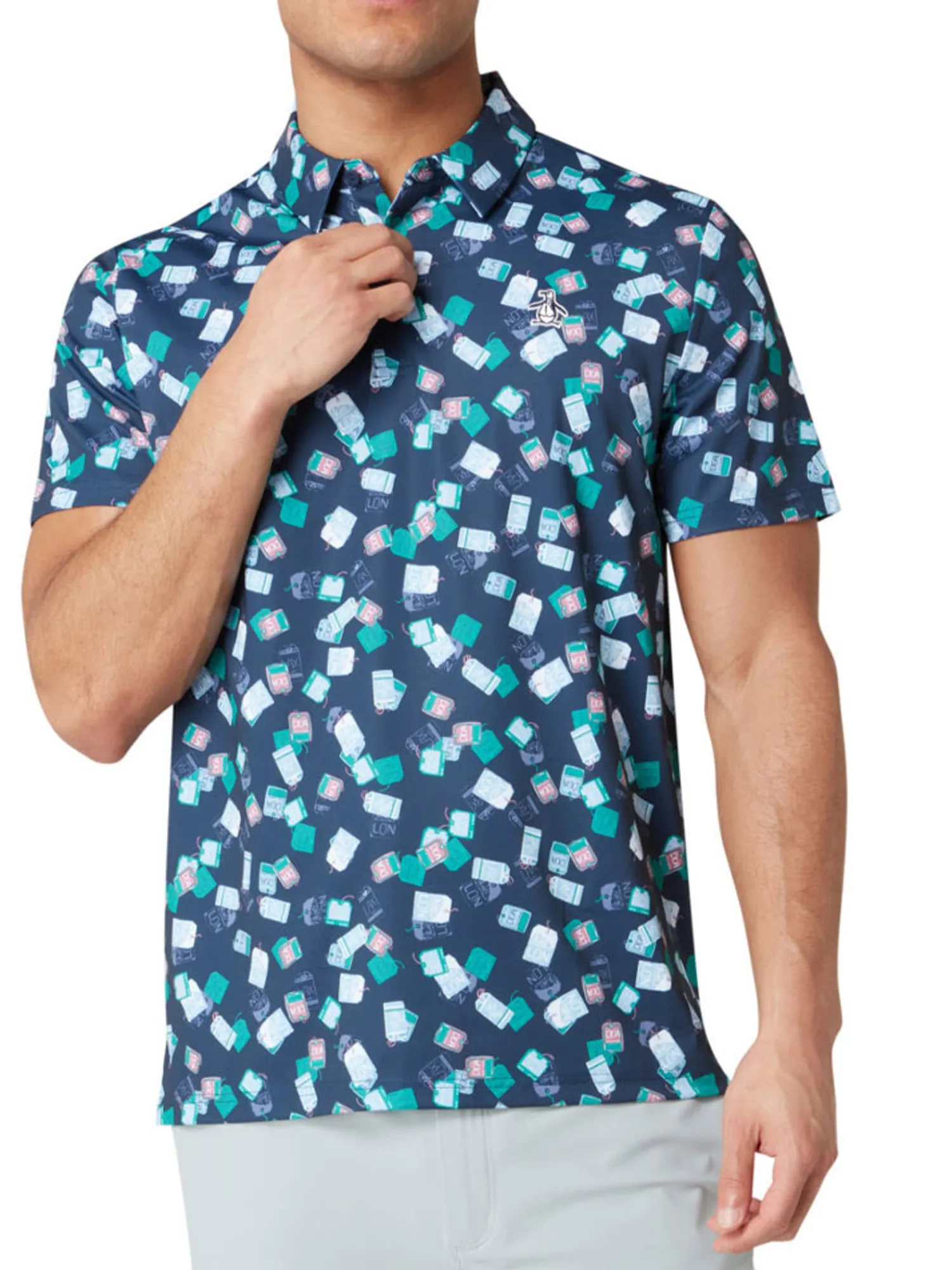 Original Penguin Shirts|Pete's Travel Tags Caddy Polo - Black Iris
