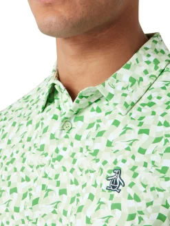 Original Penguin Shirts|Underwater Mosaic Geo Polo - Spruce Stone