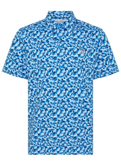 Original Penguin Shirts|Underwater Mosaic Geo Polo - French Blue