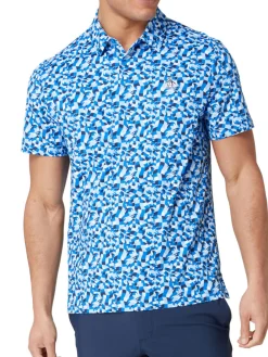 Original Penguin Shirts|Underwater Mosaic Geo Polo - French Blue