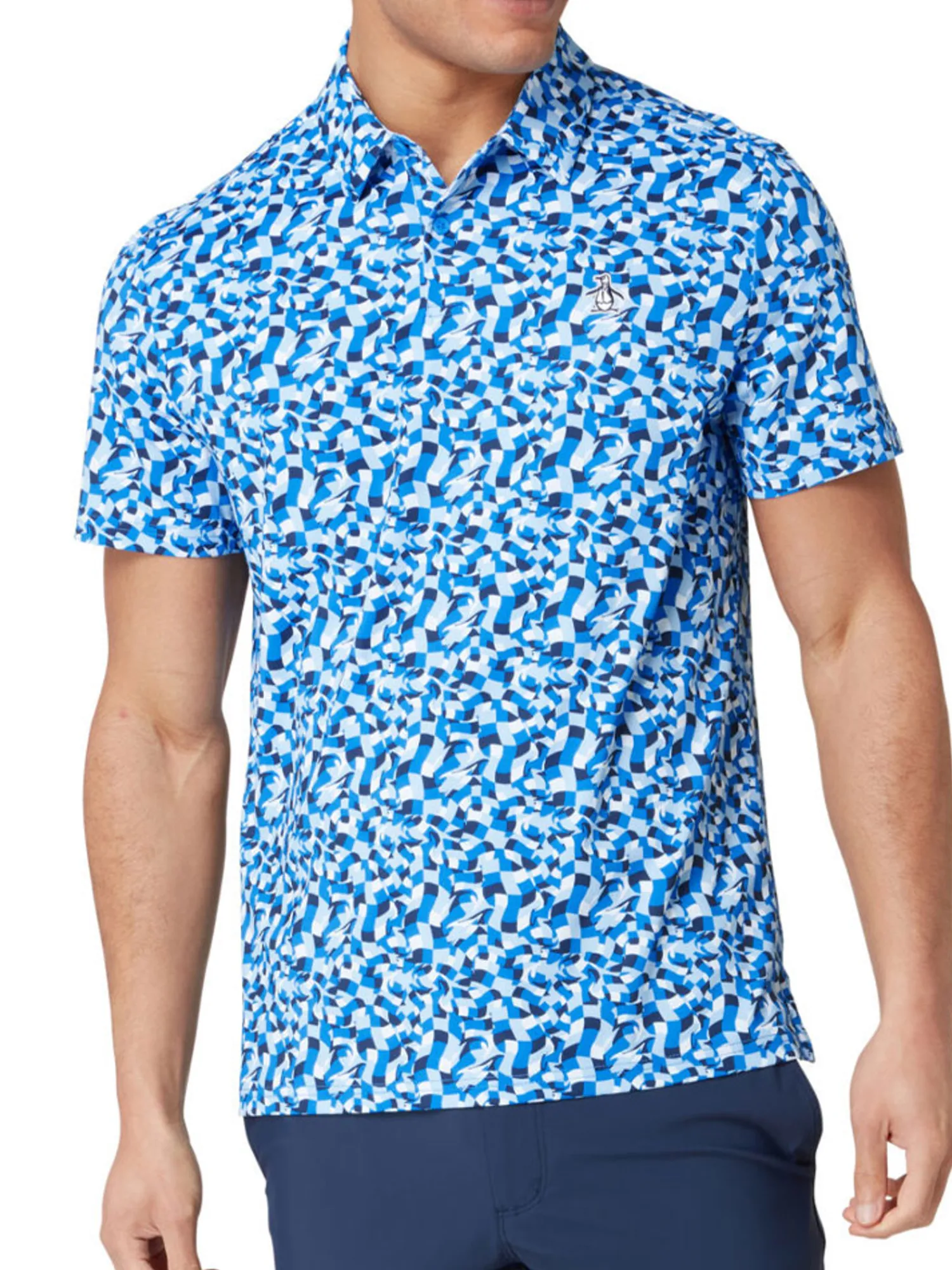 Original Penguin Shirts|Underwater Mosaic Geo Polo - French Blue