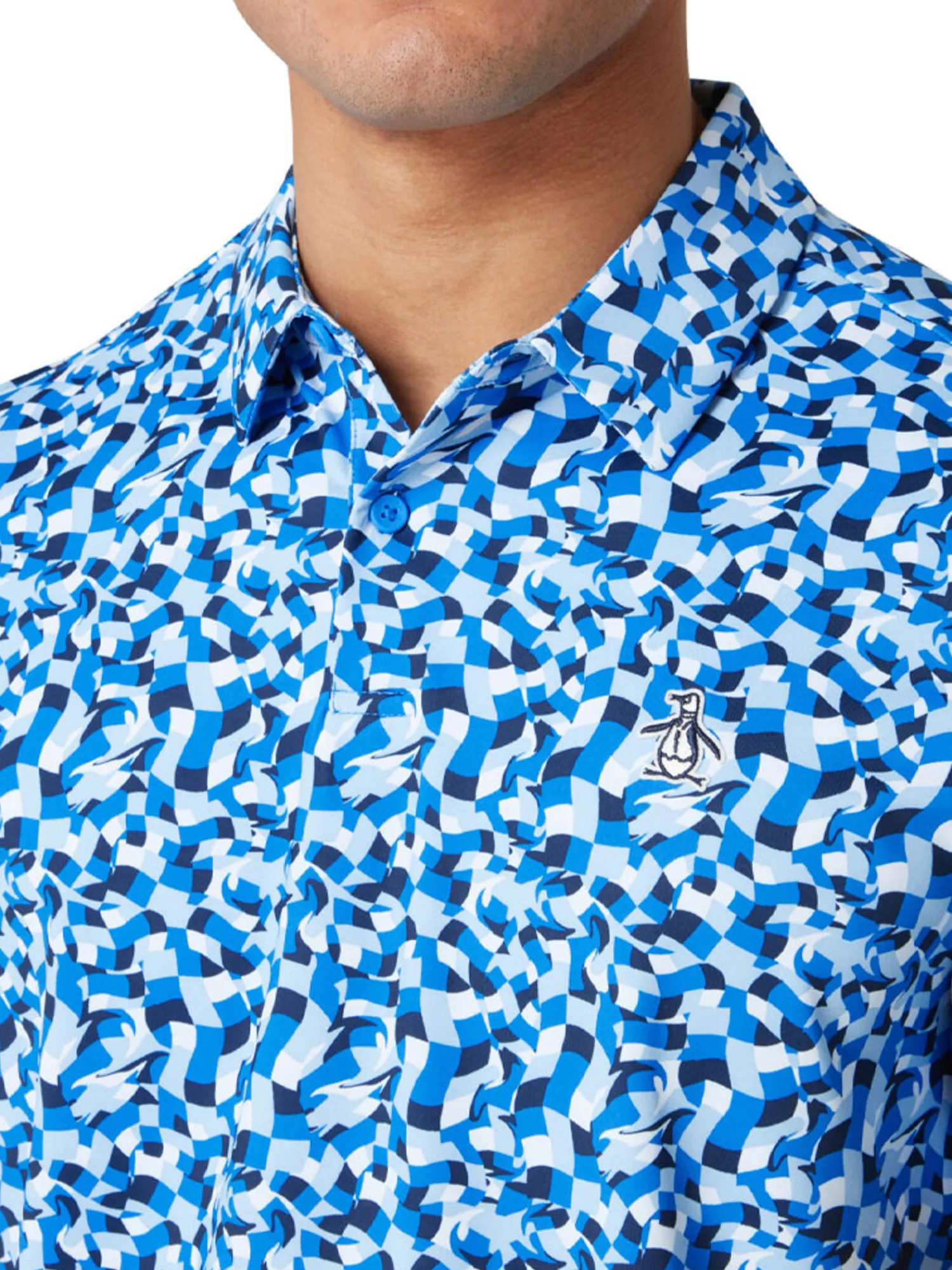 Original Penguin Shirts|Underwater Mosaic Geo Polo - French Blue