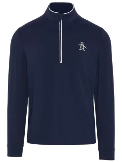 Original Penguin Jumpers|1/4-Zip Technical Earl - Black Iris