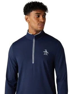 Original Penguin Jumpers|1/4-Zip Technical Earl - Black Iris